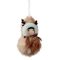 Décoration De Sapin|KAEMINGK Suspension de Noël (H15 cm) Pompon en fourrure clair Marron
