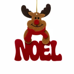 Décoration De Sapin|Feeric Lights & Christmas Suspension de Noël (H11 cm) Renne joyeux Rouge
