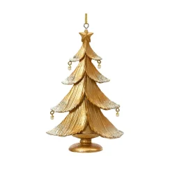 Décoration De Sapin|KAEMINGK Suspension de Noël (H12 cm) Sapin scintillant Dé Or