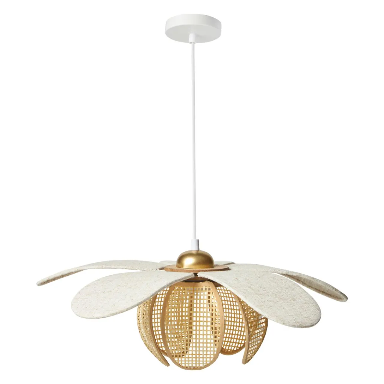 Lampe Suspension|OSTARIA Suspension lin et bambou (D50 cm) Madagascar Beige