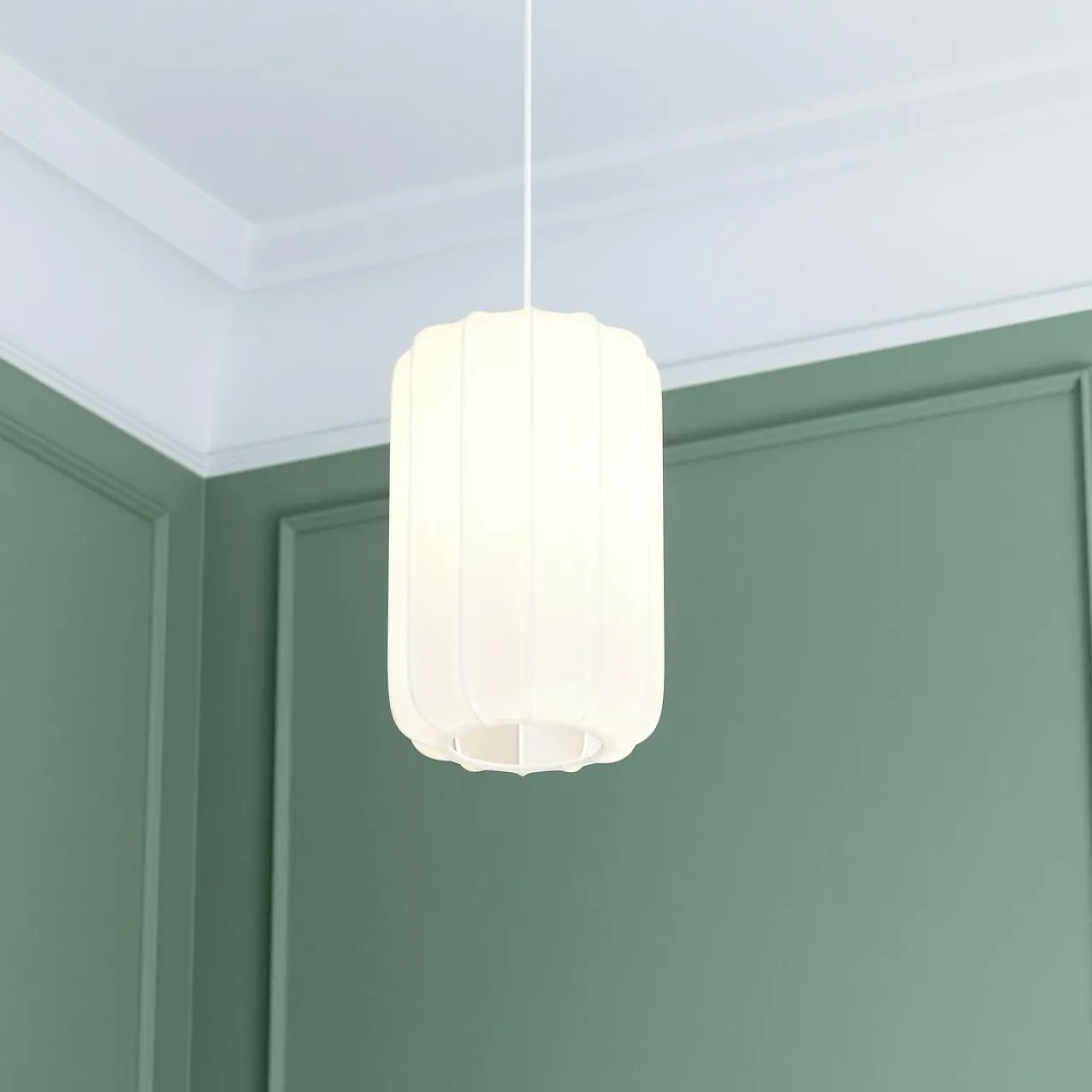 Lampe Suspension|Atmosphera, cru017dateur d'intu017drieur Suspension luminaire coton (25 x 35 cm) Toby Blanc