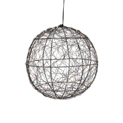 Déco Et Objet Lumineux|KOOPMAN Suspension lumineuse 300 micro LED (D25 cm) Lueur Polaire Noir et Blanc chaud