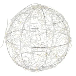 Déco Et Objet Lumineux|KOOPMAN Suspension lumineuse 300 micro LED (D25 cm) Lueur Polaire et blanc chaud Argent