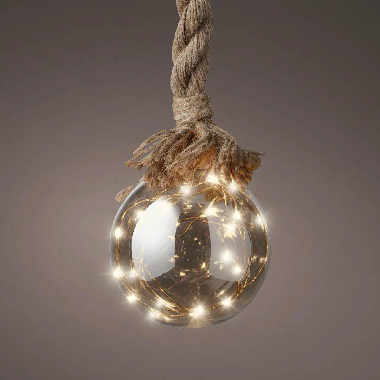 Déco Et Objet De Noël|Déco Et Objet Lumineux|KAEMINGK Suspension lumineuse à piles 30 LED (D14 cm) Boule de Noël ambrée Blanc chaud Ambre