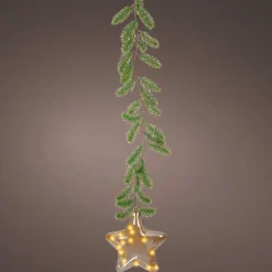 Déco Et Objet De Noël|Déco Et Objet Lumineux|KAEMINGK Suspension lumineuse à piles 15 LED (H20 cm) Sapinette et Etoile Blanc chaud