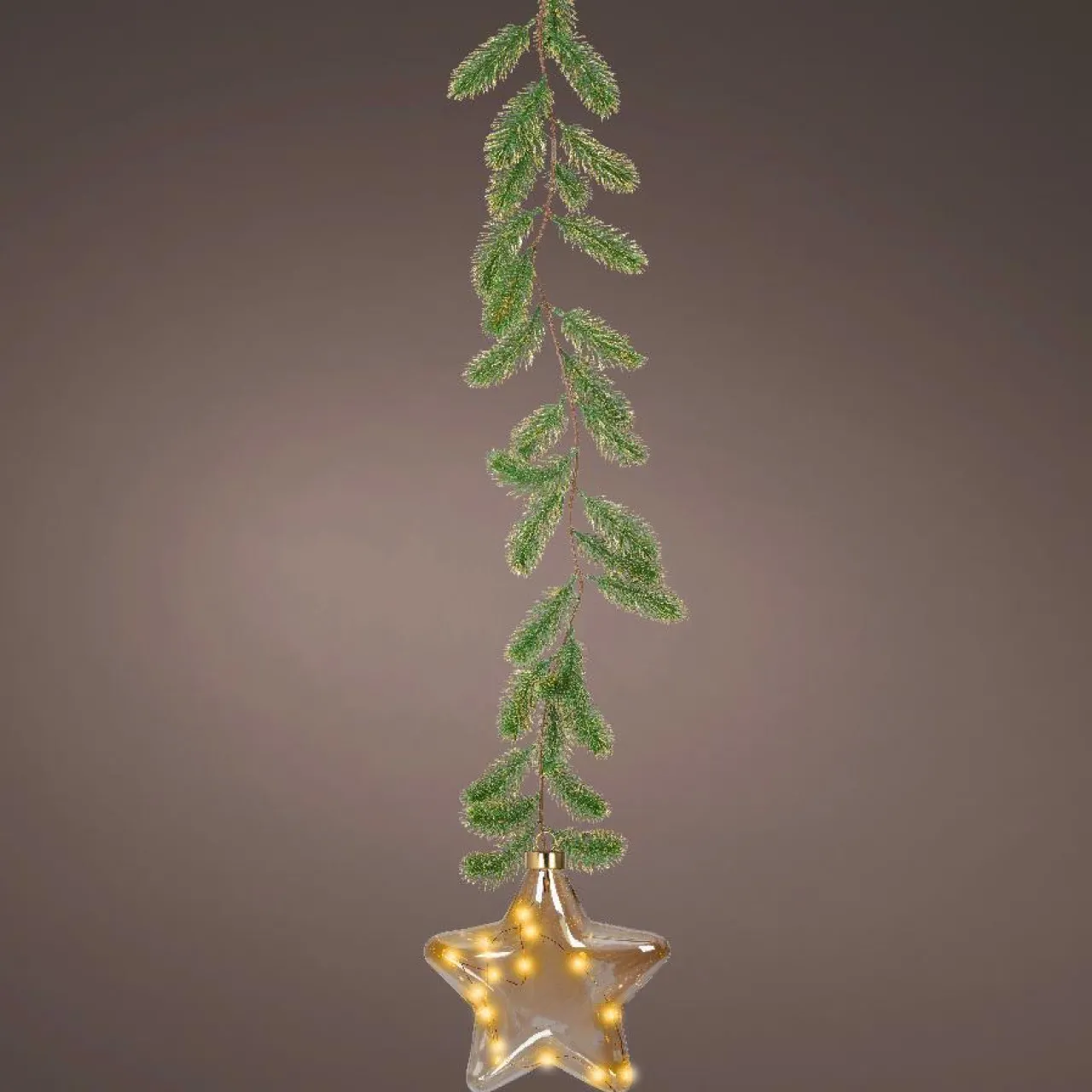 Déco Et Objet De Noël|Déco Et Objet Lumineux|KAEMINGK Suspension lumineuse à piles 15 LED (H20 cm) Sapinette et Etoile Blanc chaud