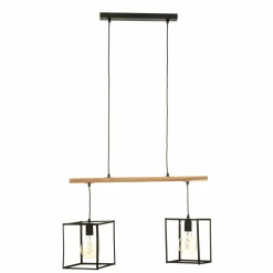 Lampe Suspension|ATMOSPHERA Suspension lumineuse bois acacia (L70 x H120 cm) Edena Noir