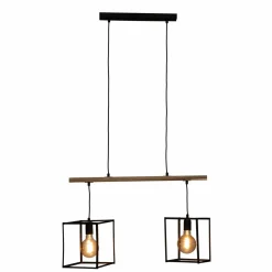 Lampe Suspension|ATMOSPHERA Suspension lumineuse bois acacia (L70 x H120 cm) Edena Noir