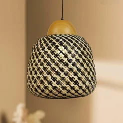 Lampe Suspension|EMINZA Suspension lumineuse en bambou (D40 cm) Elda et naturel Noir