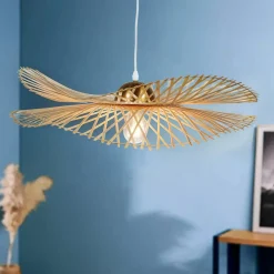 Lampe Suspension|EMINZA Suspension lumineuse en bambou (D75 cm) Mérida Naturel