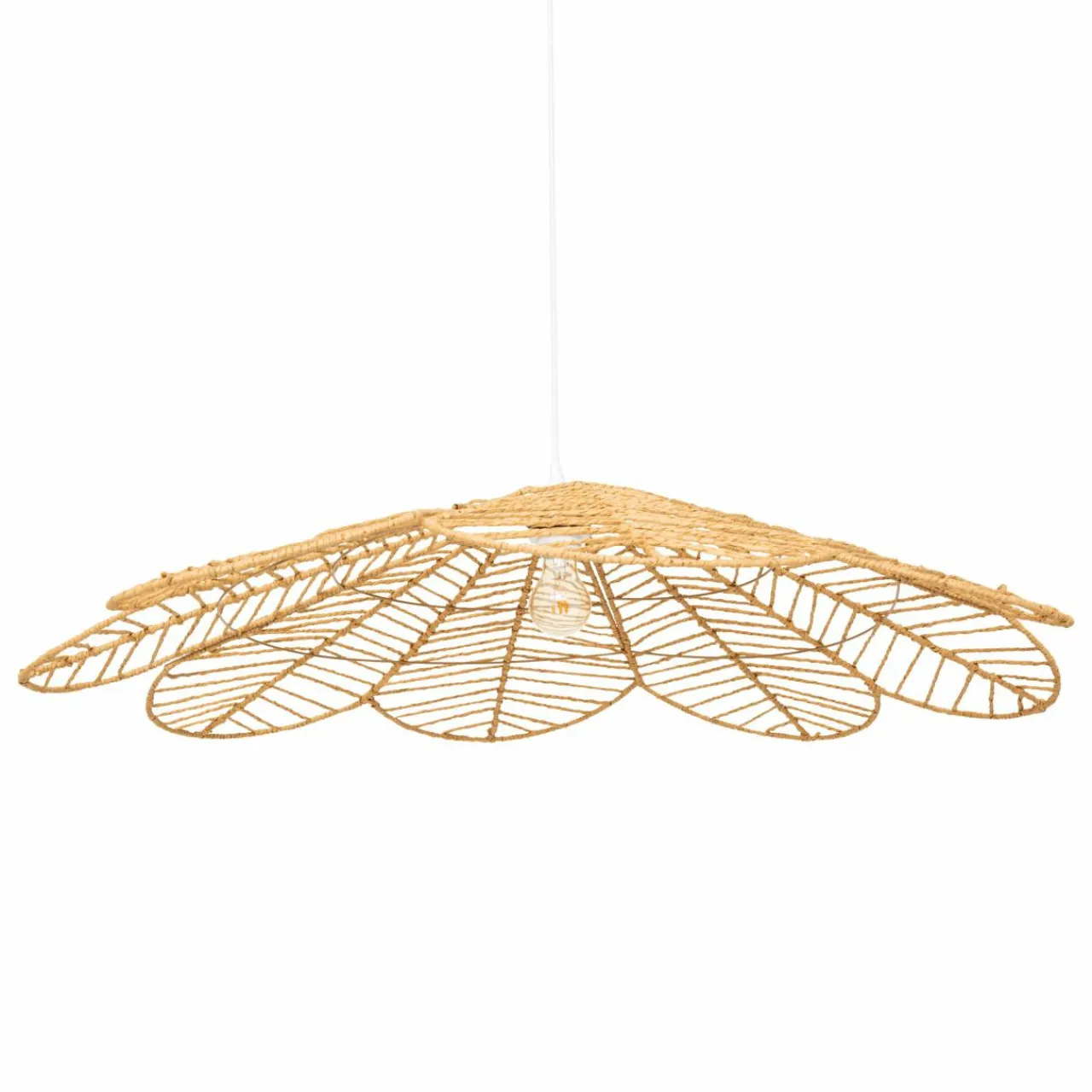 Lampe Suspension|ATMOSPHERA Suspension lumineuse en corde (D98 cm) Fleur Folk Naturel