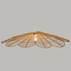 Lampe Suspension|ATMOSPHERA Suspension lumineuse en corde (D98 cm) Fleur Folk Naturel