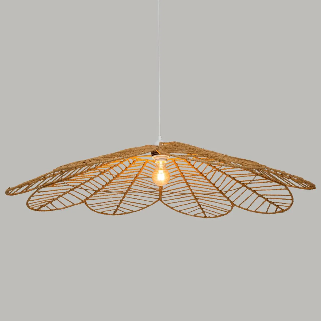 Lampe Suspension|ATMOSPHERA Suspension lumineuse en corde (D98 cm) Fleur Folk Naturel