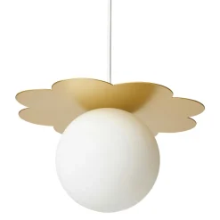 Lampe Suspension|OSTARIA Suspension lumineuse en métal et verre (D34 cm) Nacre Or