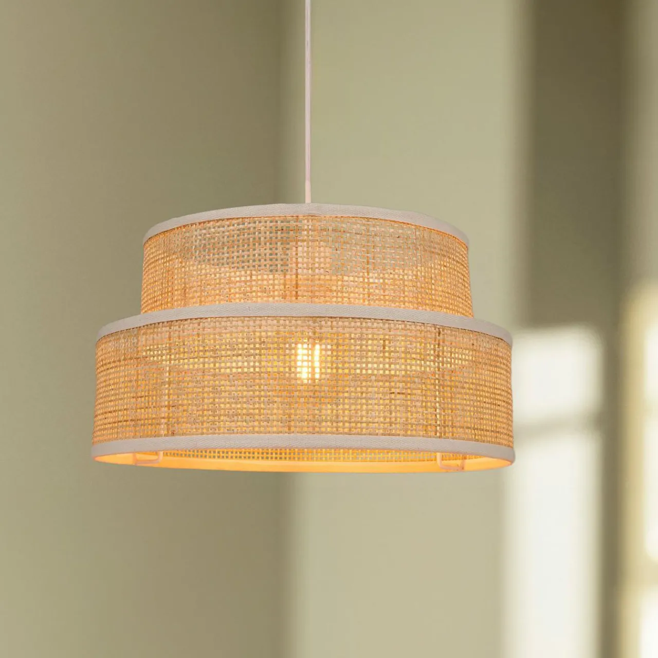 Lampe Suspension|OSTARIA Suspension lumineuse en paille (D35 cm) Yuca beige Naturel