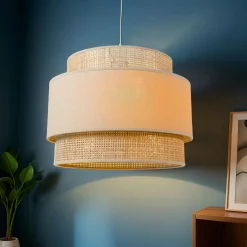 Lampe Suspension|OSTARIA Suspension lumineuse en rotin (D40 cm) Solara Beige