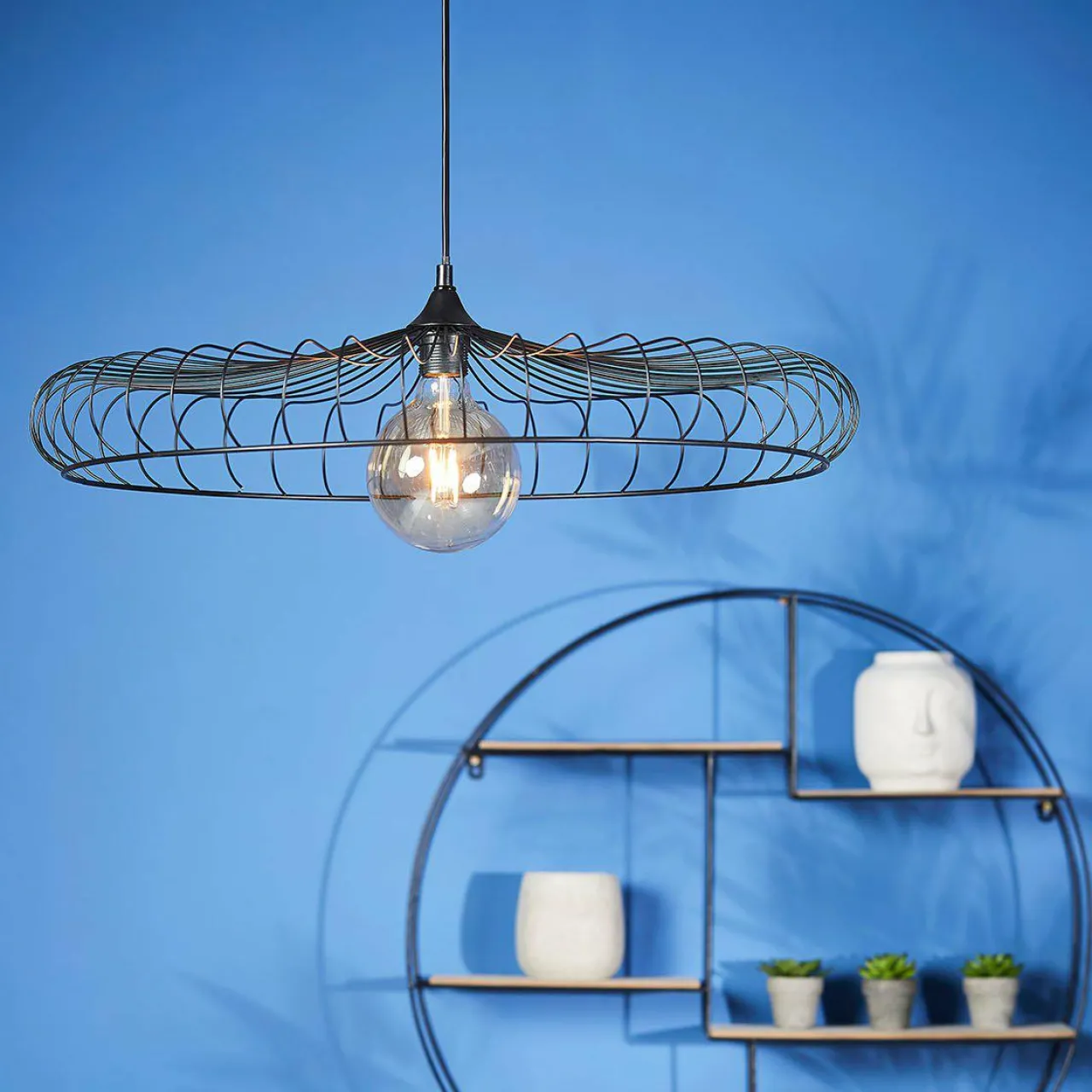 Lampe Suspension|OSTARIA Suspension lumineuse métal (D65,5 cm) Lisa Noir