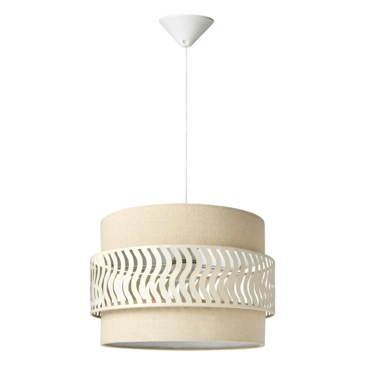Lampe Suspension|OSTARIA Suspension lumineuse métal et tissu (D34 cm) Oyona Beige