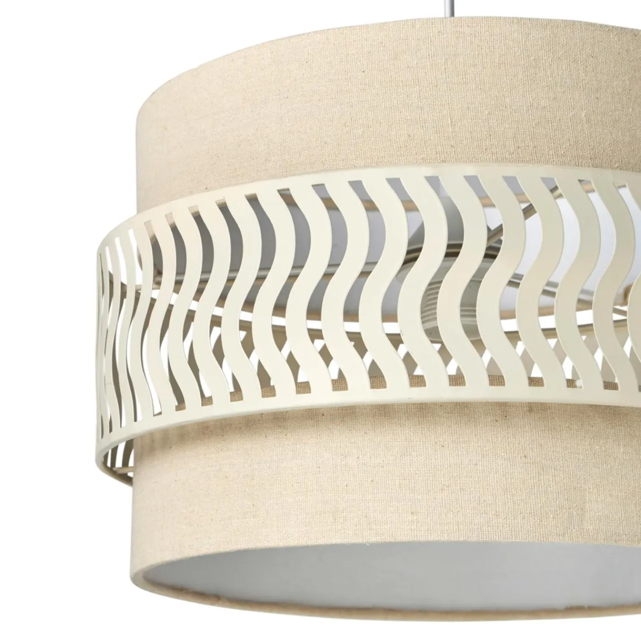 Lampe Suspension|OSTARIA Suspension lumineuse métal et tissu (D34 cm) Oyona Beige