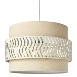 Lampe Suspension|OSTARIA Suspension lumineuse métal et tissu (D34 cm) Oyona Beige