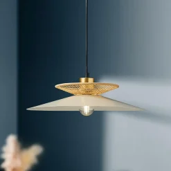 Lampe Suspension|OSTARIA Suspension lumineuse métal et bambou (D36 cm) Envertito Beige