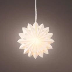 Déco Et Objet De Noël|Déco Et Objet Lumineux|KAEMINGK Suspension lumineuse papier LED (D40 cm) Origami Floralia Blanc