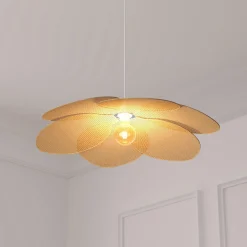 Lampe Suspension|Atmosphera, cru017dateur d'intu017drieur Suspension lumineuse pétales bambou (D62 cm) Rym Naturel