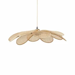 Lampe Suspension|OSTARIA Suspension lumineuse pétale Bambou (D60 cm) Horizonte beige Naturel