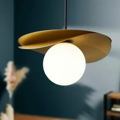 Lampe Suspension|OSTARIA Suspension lumineuse ronde en métal (D22 cm) Nuba Or