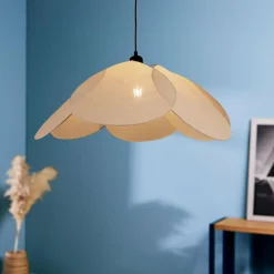 Lampe Suspension|OSTARIA Suspension lumineuse tissu Pétale (D69 cm) Luminosa Beige