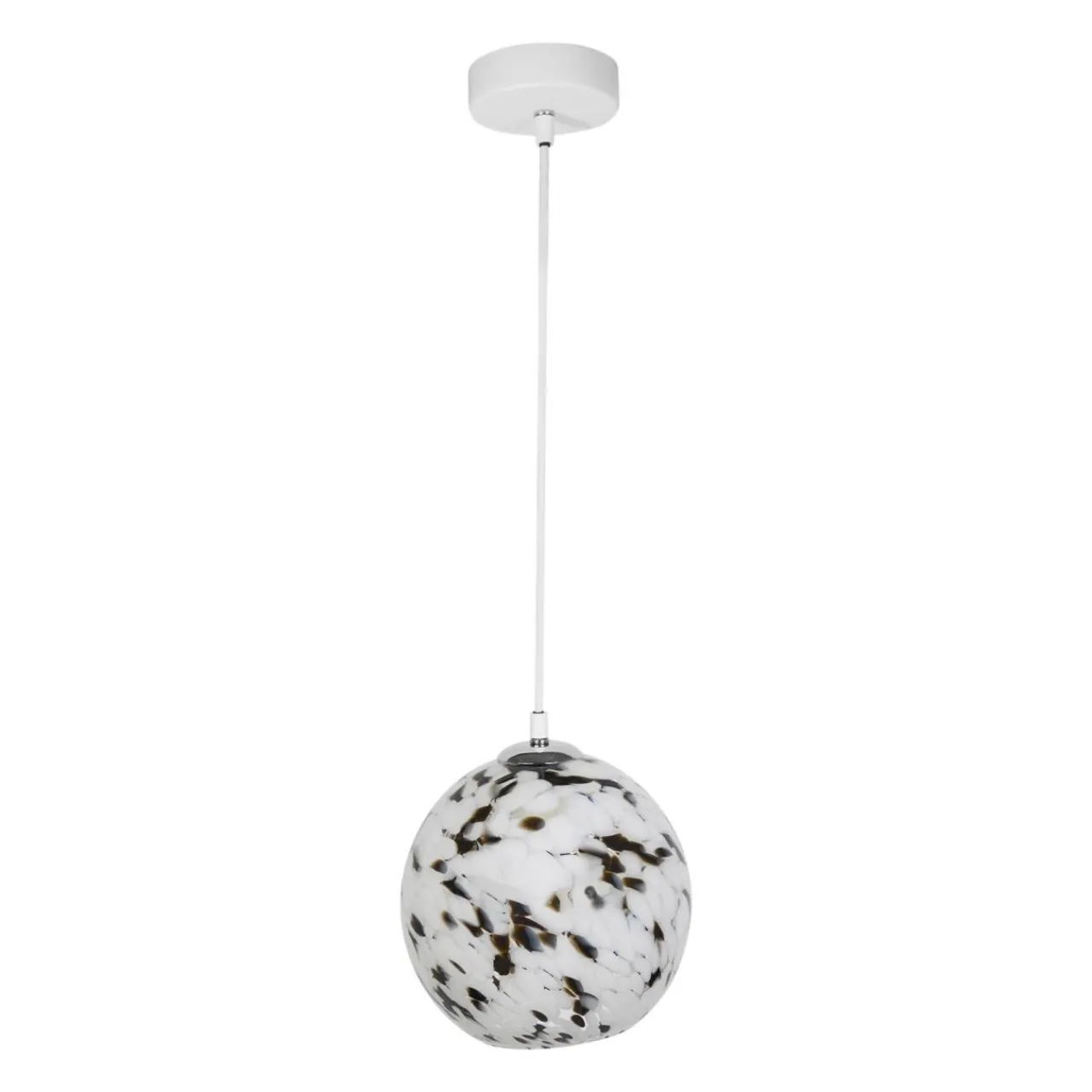 Lampe Suspension|OSTARIA Suspension lumineuse verre et métal (D20 cm) Pepper Noire et he Blanc