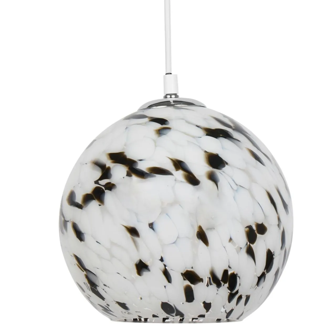 Lampe Suspension|OSTARIA Suspension lumineuse verre et métal (D20 cm) Pepper Noire et he Blanc