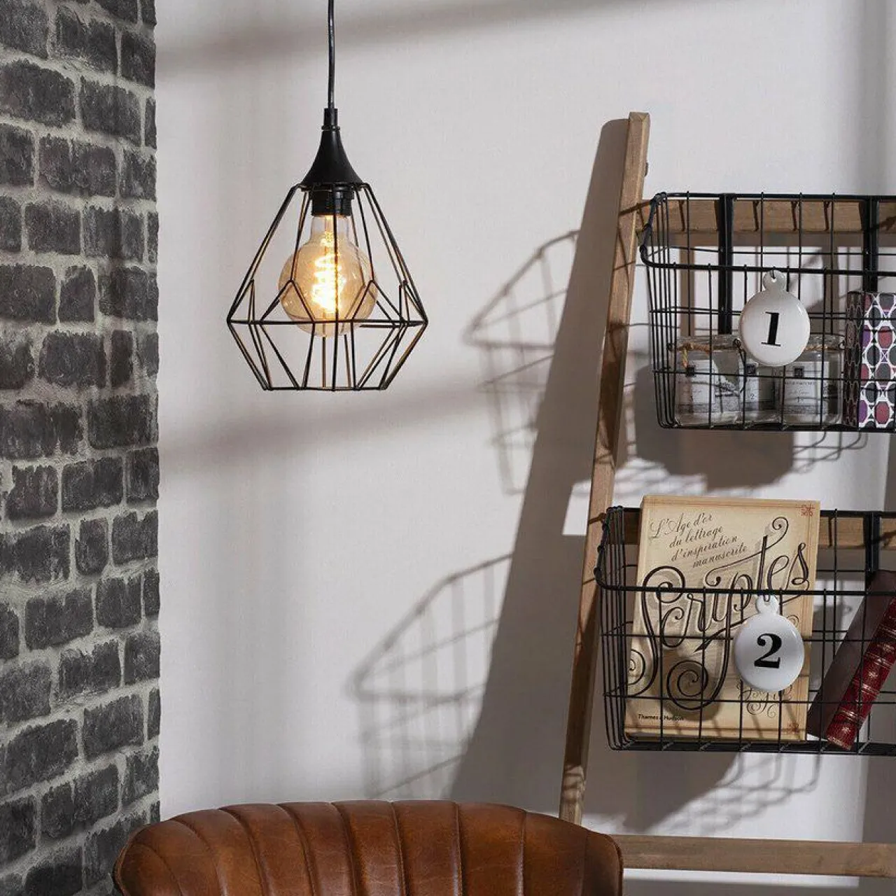 Lampe Suspension|ATMOSPHERA Suspension métal (D19 cm) Diamant Noir