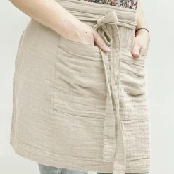 Accessoire Cuisine|EMINZA Tablier avec poches gaze de coton Gaïa pampa Beige