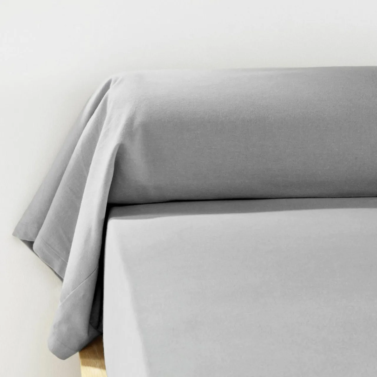 Taie D'Oreiller, Traversin|EMINZA Taie de traversin flanelle de coton (L185 cm) Nina Gris clair