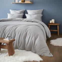 Taie D'Oreiller, Traversin|EMINZA Taie de traversin flanelle de coton (L185 cm) Nina Gris clair