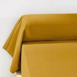 Taie D'Oreiller, Traversin|EMINZA Taie de traversin flanelle de coton (L185 cm) Nina Jaune ocre