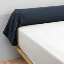 Taie D'Oreiller, Traversin|EMINZA Taie de traversin gaze de coton (L185 cm) Gaïa Bleu nuit