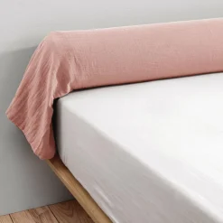 Taie D'Oreiller, Traversin|EMINZA Taie de traversin gaze de coton (L185 cm) Gaïa Rose Pêche