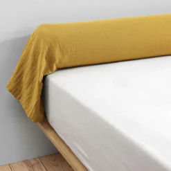 Taie D'Oreiller, Traversin|EMINZA Taie de traversin gaze de coton (L185 cm) Gaïa Jaune safran