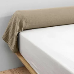 Taie D'Oreiller, Traversin|EMINZA Taie de traversin gaze de coton (L185 cm) Gaïa Ficelle