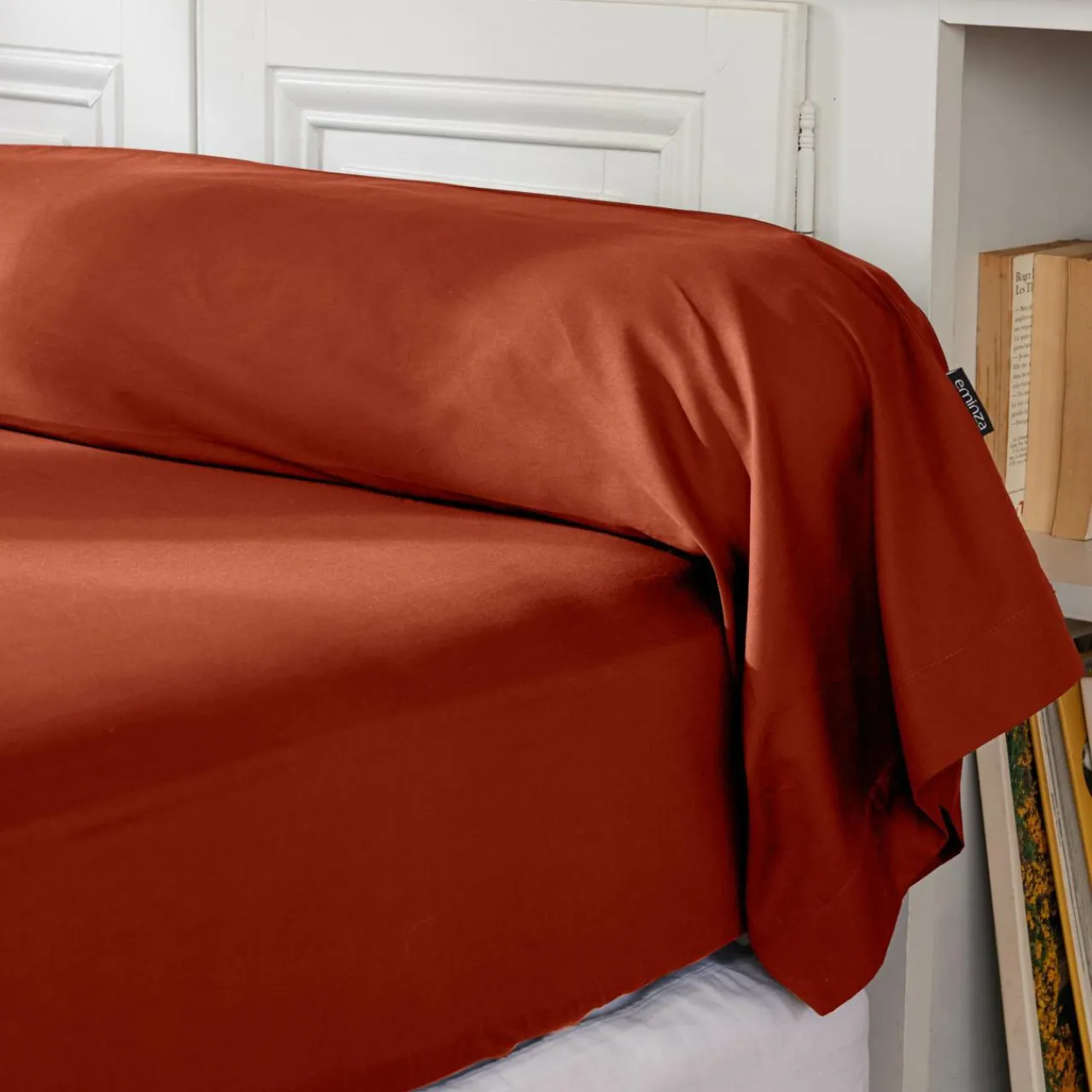 Taie D'Oreiller, Traversin|EMINZA Taie de traversin percale de coton (L185 cm) Cali Terracotta