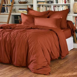 Taie D'Oreiller, Traversin|EMINZA Taie de traversin percale de coton (L185 cm) Cali Terracotta