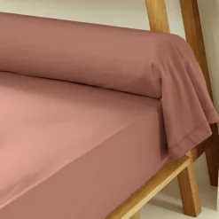 Taie D'Oreiller, Traversin|EMINZA Taie de traversin percale de coton (L185 cm) Cali Bois de rose Rose clair