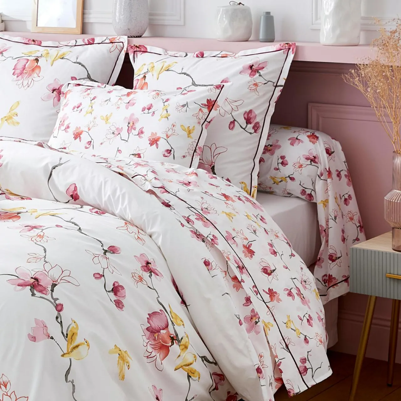 Taie D'Oreiller, Traversin|TRADILINGE Taie de traversin percale de coton (L200 cm) Elisa Rose