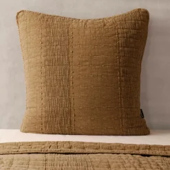 Taie D'Oreiller, Traversin|EMINZA Taie d'oreiller carrée coton (60 x 60 cm) Lena Camel