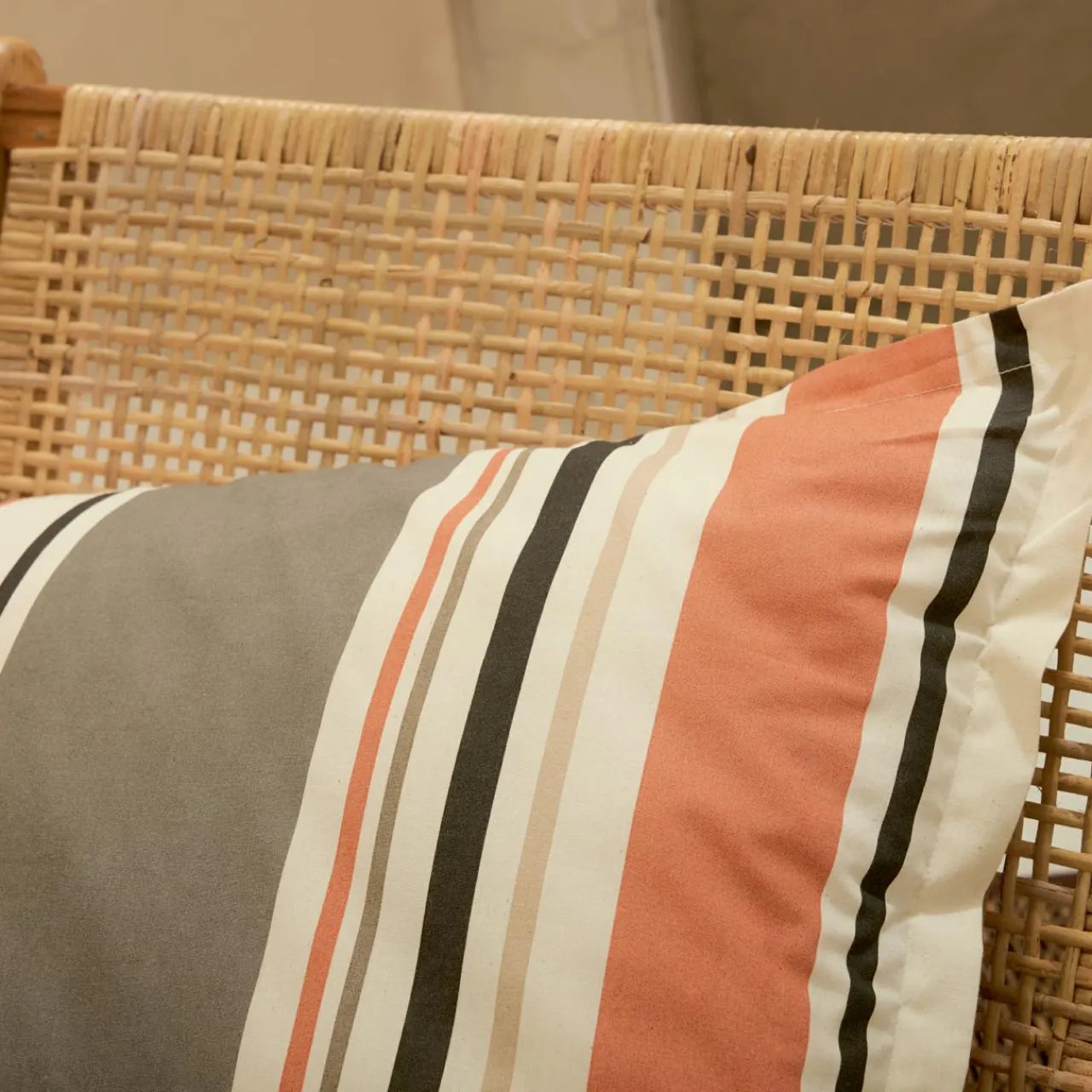 Taie D'Oreiller, Traversin|TRADI LINGE Taie d'oreiller carrée coton lavé (65 x 65 cm) Hugo Corail Orange