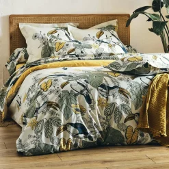 Taie D'Oreiller, Traversin|TRADILINGE Taie d'oreiller carrée coton lavé (65 x 65 cm) Toco e Vert