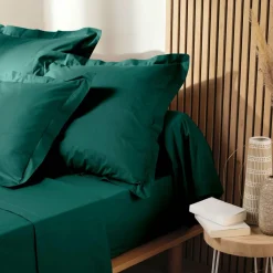 Taie D'Oreiller, Traversin|DOUCEUR D'INTERIEUR Taie d'oreiller carrée coton bio (63 x 63 cm) Biolina Vert émeraude