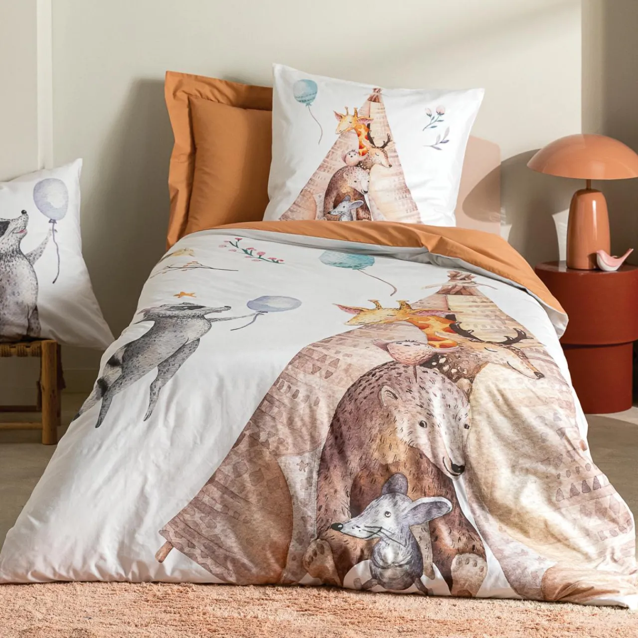 Linge De Lit Enfant|Linge De Lit Enfant|TRADILINGE Taie d'oreiller carrée enfant percale de coton ( 65 x 65 cm) Tipi Multicolore